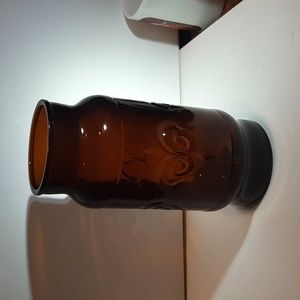 Vintage Dark Amber Fleur-de-lis Cremora Apothecary Jar